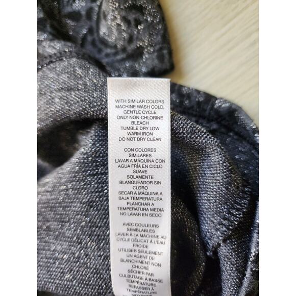 TOP/TUNIC STYLE-CHICO'S-Black Metallic Paisley-Long Length-Chico's Size 3 /LRG - Picture 8 of 15